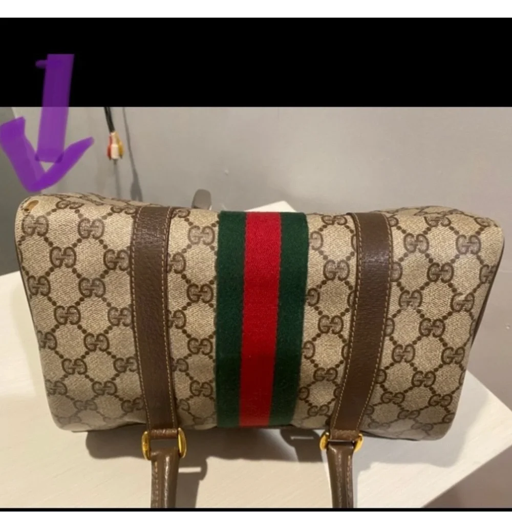 Gucci Brown and Green Satchel Handbag  with Signature Webbing 🌷👜🌷 - Picture 11 of 12